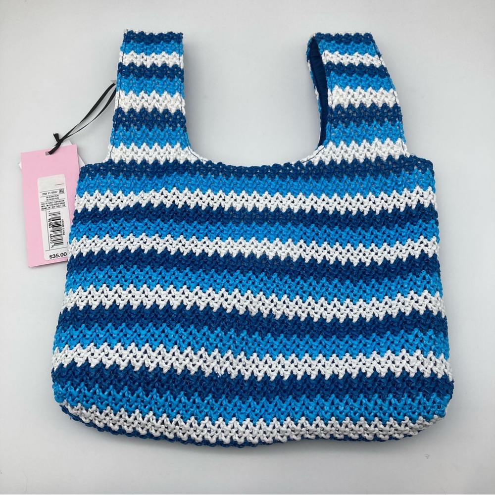 Future Collective woven Blue striped handbag